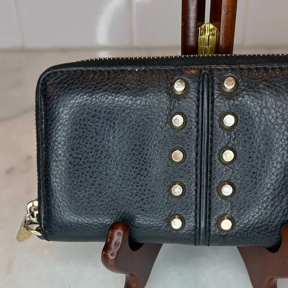 Michael Kors Wallet Leather Astor Pebbled Studded Full Zip